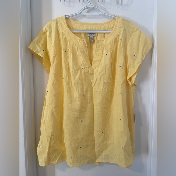 St John's Bay NWT butter yellow embroidered relaxed fit blouse XL - Picture 2 of 8
